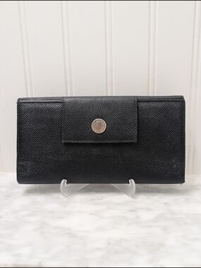 Bvlgari Black Saffiano Leather Trifold Long Snap Wallet